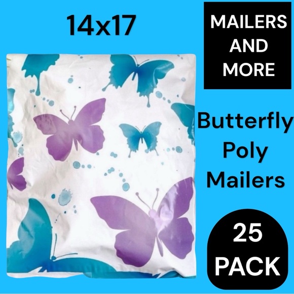 Other - 25 14X17 Poly Mailers Butterfly Flat Shipping Envelopes PRICE IS FIRM